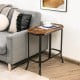 Narrow end side sofa table with rustic brown engineered wood tabletop and heavy-duty steel frame, perfect for living.